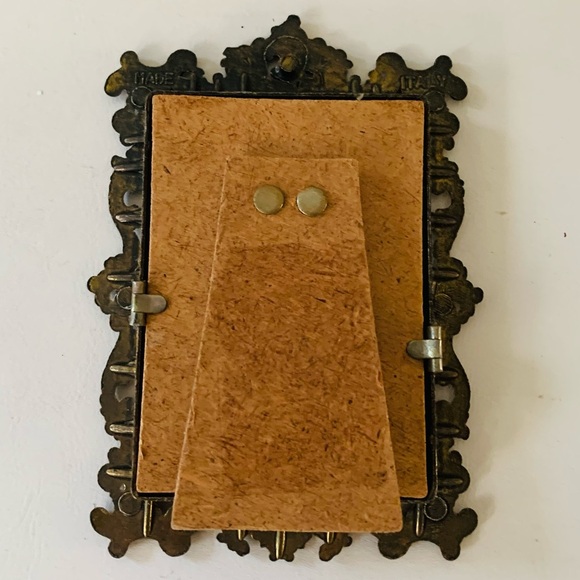 Vintage Victorian scroll Metal Picture Frame Italy 3.5/4.5 inch - Picture 5 of 12